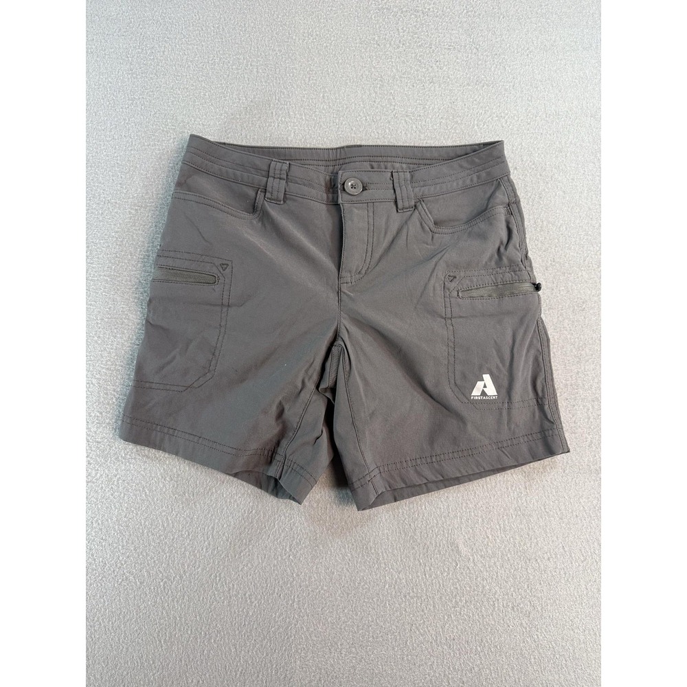 Eddie Bauer First Ascent Shorts Womens 2 Gray Cargo Nylon Stretch 4.5 Inseam